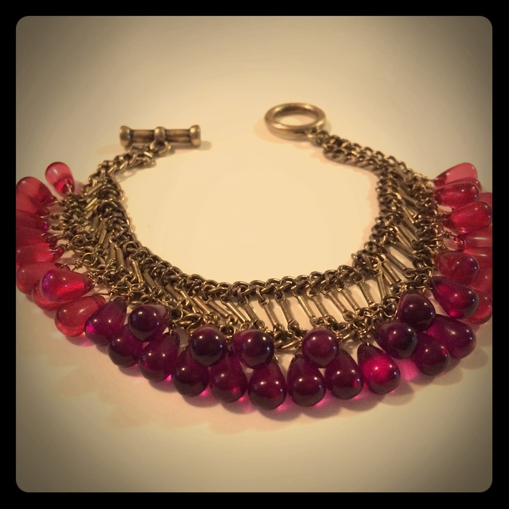 Pink Purple Teardrop Anklet Bracelet